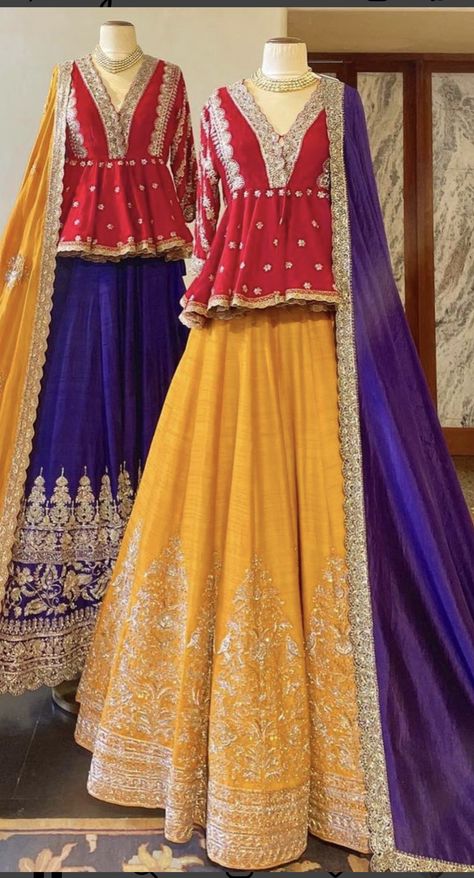 Ikkath Lehangas For Women, Godbharai Dress Indian, Godbharai Dress, Contrast Lehenga Color Combos, Designer Bridal Lehenga Choli, Indian Outfits Lehenga, Indian Bride Outfits, Lehenga Blouse Designs, Half Saree Designs