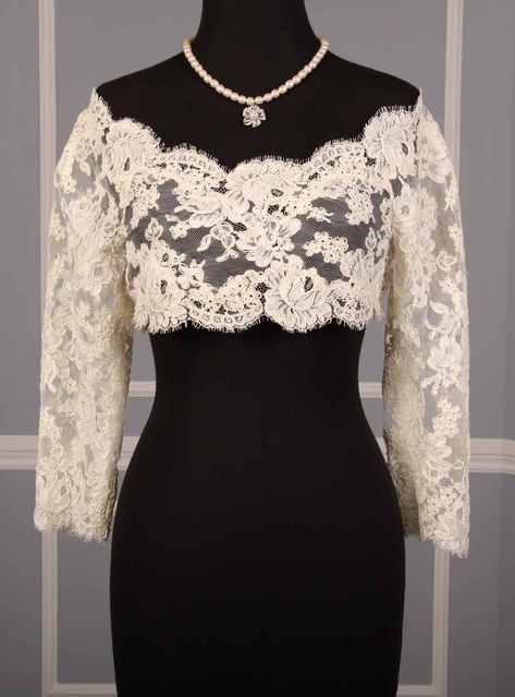 ~ Lace Bolero Jacket, Lace Bolero, Alencon Lace, Lace Jacket, Used Wedding Dresses, Bolero Jacket, Linens And Lace, Monique Lhuillier, Mode Inspiration