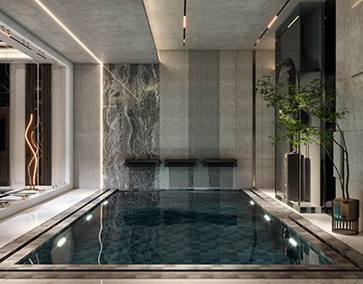 Modern Indoor Pool, Luxurious Entrance, Outdoor Pool House, Luxury Pools Indoor, Nyc House, Indoor Swimming Pool Design, Pool Inspiration, Inside Pool, Indoor Pool Design