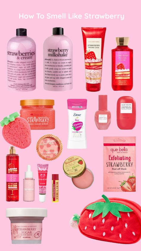 Strawberry Shampoo, Red Preppy, Strawberry Hair, Skin Care Routine Order, Pound Cake With Strawberries, Shower Skin Care, Strawberry Milkshake, Pretty Skin Care, Body Care Routine