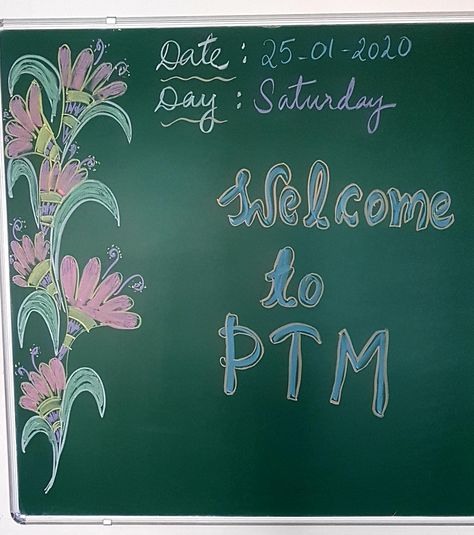 Board Work For School With Chalk, Class Black Board Decoration Ideas, Blackboard Border Designs, Black Board Decoration For Ptm, Blackboard Decoration Classroom, Blackboard Decoration Ideas, Ankarli Dresses, Board Decoration Ideas School With Chalk, Ptm Board Decoration Ideas School