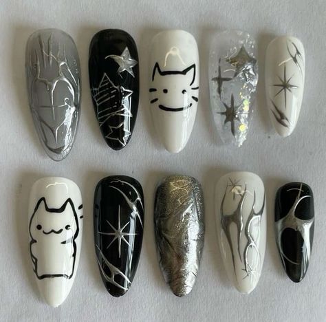 #CreativeIdeas #HomeTrends #Inspiration #Inspo #Motivation #Trends #Ideas Alternative Nails Designs, Emo Nail Ideas, Nail Inspo Grunge, Silly Nails, Grunge Nail Art, Car Nails, Alt Nails, Creative Nail Ideas, Emo Nails