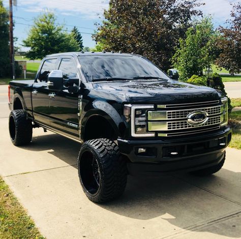 The perfect blacked out lifted Ford f 250 platinum power stroke diesel Impala 67, Dodge Diesel, Ford Diesel, Trucks Lifted Diesel, Ranger Truck, Ford Ranger Truck, Jacked Up Trucks, Ford Pickup Trucks, 4x4 Trucks