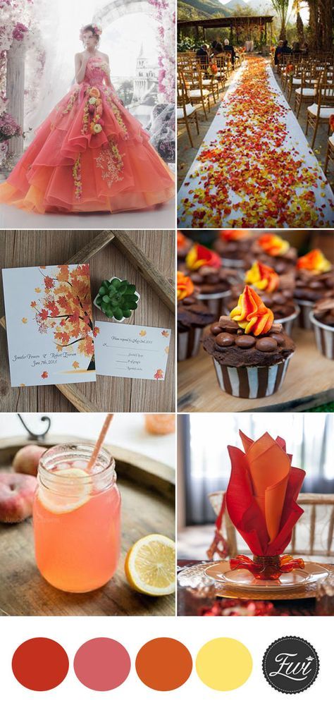 popular orange  fall  garden floral wedding theme inspiration Cupcakes Wedding Ideas, Garden Wedding Theme Ideas, Wedding Ideas Color Schemes, Peach Ideas, Sunset Wedding Theme, Garden Wedding Theme, Orange Wedding Themes, Garden Wedding Ideas, Ideas Cupcakes