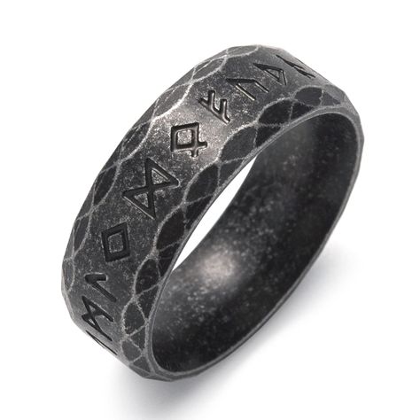 PRICES MAY VARY. ✔Viking Rings for Men Women✔: Unique viking ring with norse runes; In norse mythology,runes are not only symbols,but also believed to bring luck,power,protection,hope,happiness,victory etc; Wearing it as amulet ring,it will bring good luck for wearer. ✔Material✔: Made from premium 316L stainless steel,never tarnish or rust; Unique retro black process; Nickel and lead free,safe for sensitive skin. ✔Details✔: Approx 23x8 mm or 0.91x0.31 inch (LxW); Approx 7gram (0.25 OZ); Availabl Cool Men’s Jewelry, Mens Fantasy Jewelry, Raven Ring For Men, Mens Viking Wedding Ring, Goth Wedding Rings Men, Jewelry Accessories For Men, Viking Wedding Ring Men, Mens Jewelry Rings Unique, Men’s Rings