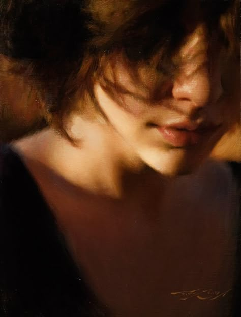 "Evening" - Casey Baugh (American, b. 1984), oil on canvas {contemporary artist figurative realism art beautiful female head brunette woman décolletage face portrait painting #loveart #2good2btrue} Awesome !! <3 caseybaughfineart.com Casey Baugh, Robert Doisneau, Painting Demo, Live Painting, Oil Portrait, Realistic Paintings, Old Paintings, Portrait Artist, Female Portrait