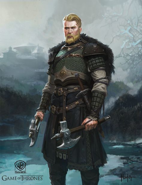 Mormont dual-wielding soldier. Hannya Maske, Viking Character, Bear Island, Heroic Fantasy, Jaime Lannister, Viking Art, Human Male, Dungeons And Dragons Characters, Arya Stark