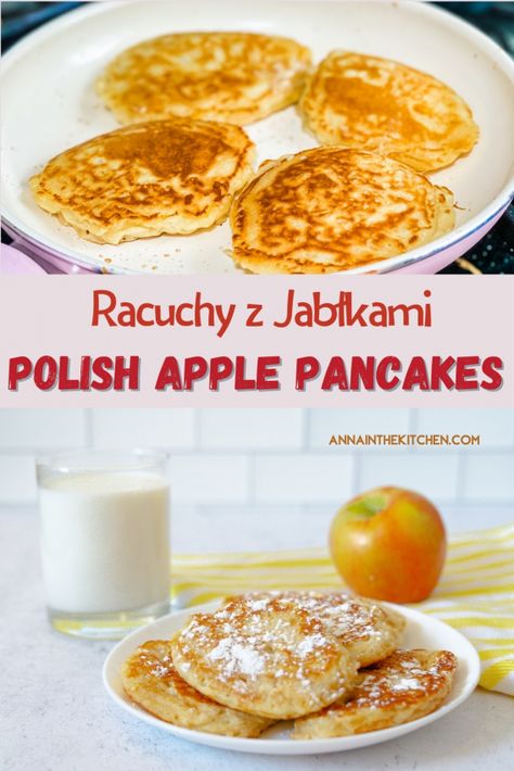 Polish food | Polish recipes | racuchy | apple pancakes | pancakes | kids friendly recipes Yeast Pancakes, Pancakes Kids, Polish Breakfast, Brunch Recipes For A Crowd, Apple Pancake Recipe, Smoothies Easy, Kids Friendly Recipes, Make Ahead Brunch Recipes, Farmer’s Cheese