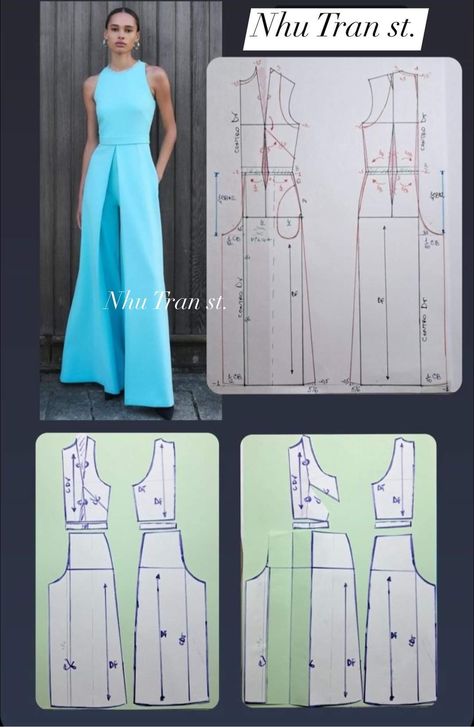 Pola Jumpsuit, Maxi Dress Pattern Sewing, Sewing Designs, Decorative Fireplace, Jumpsuit Pattern Sewing, Clothing Pattern Design, Dress Patterns Diy, Easy Dress Sewing Patterns, Fashion Design Patterns