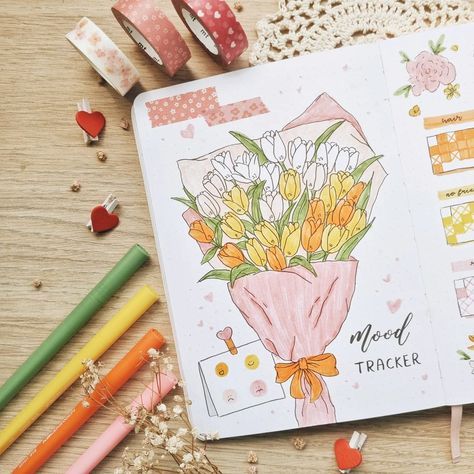 Bullet Journal Beginning, April Bullet Journal, May Bullet Journal, Tulip Field, Bullet Journal Ideas Templates, Bullet Journal Quotes, Creating A Bullet Journal, Bullet Journal Mood Tracker Ideas, Bullet Journal Paper