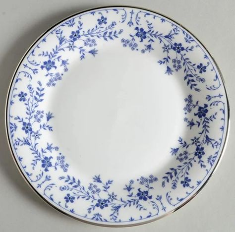 Sapphire Blossom Salad Plate by Royal Doulton | Replacements, Ltd. Blue China Patterns, Anatomical Heart Art, Pottery Painting Designs, Floral Plates, Blue And White China, Ceramics Pottery Art, Blue China, China Patterns, Blue Plates