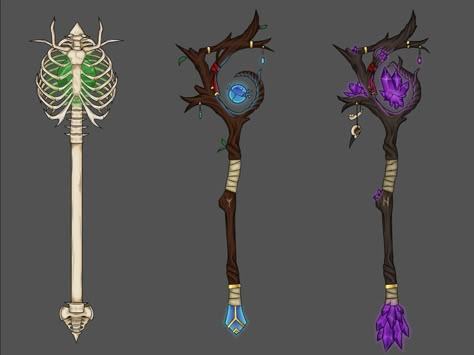 Staff Aesthetic Magic, Staff Art Design, Magic Staffs Design, Staff Designs Magic, Magical Staff Design, Mage Staff Design, Wizard Staff Design, Fantasy Staff Design, Fantasy Staff Wood