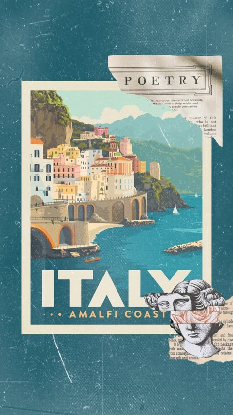 Amalfi Coast Travel, Italian Aesthetic, Vintage Poster Design, Italy Print, Vintage Italy, The Amalfi Coast, Macbook Wallpaper, Amalfi Coast, Travel Aesthetic