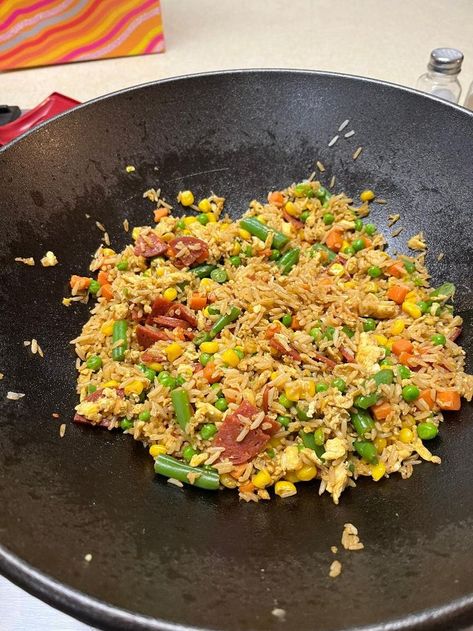 Yesterday I used my cast iron wok for the first time. I made fried rice, and was very pleased with the way it turned out. When I decided to write about it, I wanted to share the recipe and a tip I have learned. The tip has to do with seasoning. Before you start cooking, you can season your pan to ensure it will be nonstick. You don't have to season the whole pan, but just the bottom. Simply add oil and heat until it begins to smoke. Then turn the heat down and after a minute, start cooking. Easiest Meals, Making Fried Rice, Cast Iron Wok, Meals To Make, Easy Food To Make, What To Cook, Fried Rice, The Recipe, I Decided