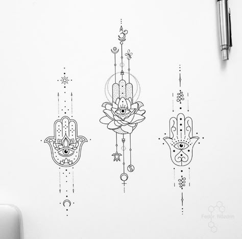 Hamsa Tattoos, Fatima Hand Tattoo, Lace Sleeve Tattoos, Hamsa Tattoo Design, Hamsa Hand Tattoo, Tiny Heart Tattoos, Evil Eye Tattoo, Small Girly Tattoos, Hamsa Tattoo