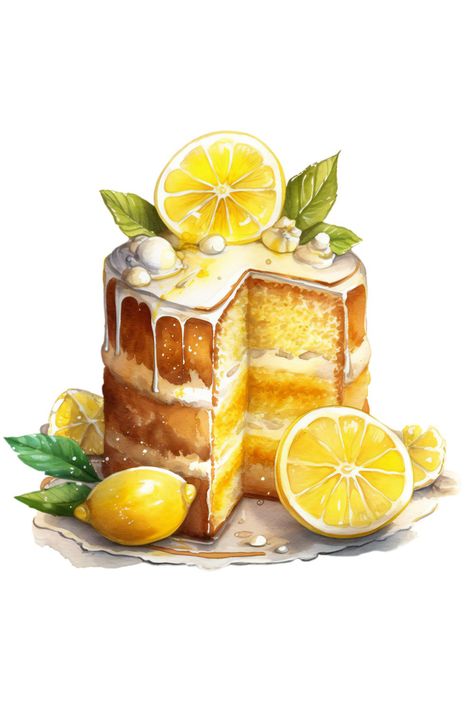 Lemon clipart. Лимонный клипарт. PNG. Cupcakes Art Drawing, Lemon Clipart, Lemon Crafts, Dessert Illustration, Cake Drawing, Recipe Drawing, Baking Art, Food Artwork, Food Clipart