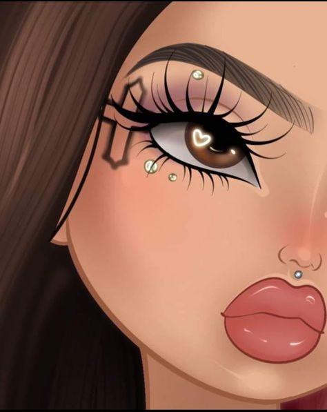 Easy Bratz Drawing, Brats Lips Drawing, Tumblr Profile Pics Aesthetic, Brats Dolls Drawing, Brats Doll Aesthetics, Insta Pfps Cartoon, Brats Drawings, Drawing Bratz, Bratz Icons Aesthetic