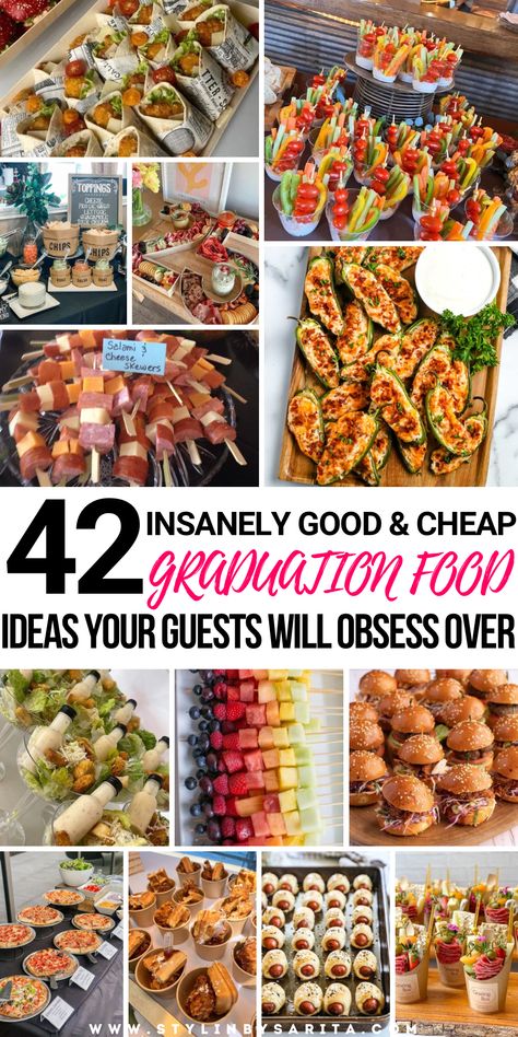 graduation food ideas Ideas For High School Graduation Party, Prom Food Table, Graduation Party Ideas 2025, High School Graduation Food Ideas, Middle School Graduation Party Ideas, Food Ideas For Graduation Party, Graduation Party Food Ideas High School, Grad Party Food Table, Boy Graduation Party Ideas