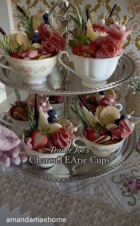 Teacup Charcuterie, January Baby Shower, Charcuterie Trays, Tea Party Sandwiches, Beautiful Cheese Board, English Tea Party, Party Sandwiches, Ladies Luncheon, Charcuterie Inspiration