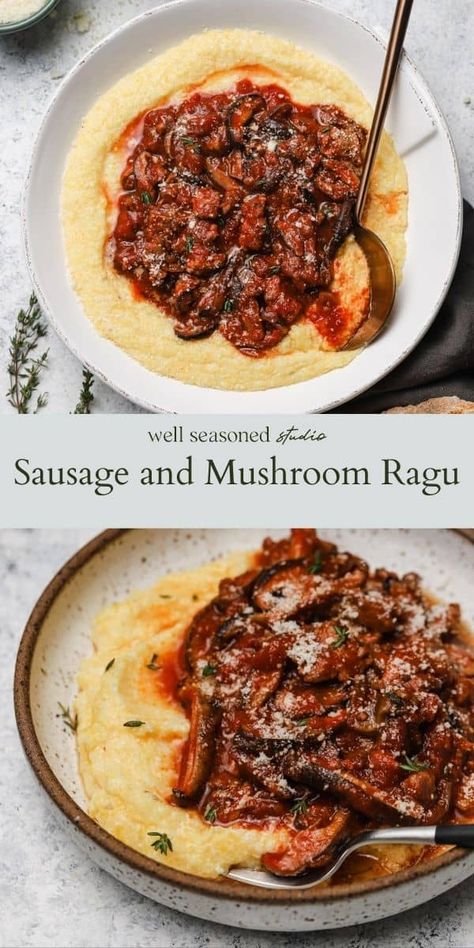 Sausage Ragu, Mushroom Ragu, Spicy Italian Sausage, Red Wine Recipe, Ragu Sauce, Ragu Recipe, Italian Sausage Recipes, Sausage Dishes, Spicy Sausage