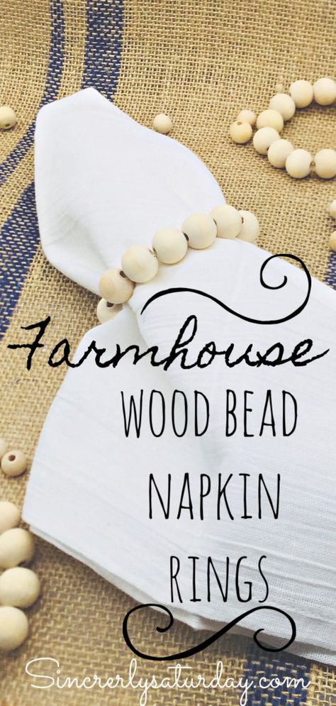 Bead Napkin Rings, Wood Bead Crafts, Do It Yourself Decoration, Bead Craft Ideas, Diy Farmhouse Decoration, Craft Ideas Easy, Wooden Crafts Diy, Napkin Rings Diy, Beaded Napkin Rings