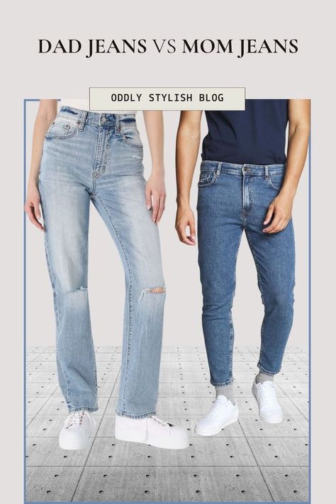 Both dad jeans and mom jeans prioritize comfort and style, making them wardrobe essentials for effortless everyday wear. They share similarities such as user-friendly zippers and tapered ankles, appealing to a diverse range of body types with their loose-fitting designs. Dad Jeans, Focus On, Mom And Dad, Body Types, Did You Know, Mom Jeans, Key, How To Wear