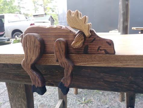 Wooden Moose Crafts, Small Wooden Animals, Wooden Moose Pattern, Moose Wood Crafts, Diy Moose Decor, Shelf Sitters Wooden Diy, Wooden Animals Patterns, Wood Animal Patterns, Fence Sitters