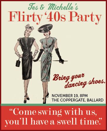 What better party idea for two friends turning 40 than a 1940's themed get together?  We picked red, brown, orange, and jade green as our ... Funny Motto, Uso Party, 1940s Party, Tea Dance, Mushroom Candle, White Cake Stand, 40th Bday Ideas, Tissue Flowers, Book Theme