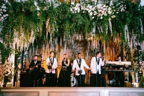 Band Stage Wedding Decor, Live Band At Wedding, Gen Z Wedding Aesthetic, Big Band Wedding, Band Stage Wedding, Wedding Band Music, Live Band Wedding, Wedding Powerpoint, Band Stage