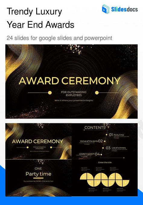 Award Presentation Design, Luxury Presentation Design, Luxury Powerpoint, Letter Format Sample, Presentation Google Slides, Agenda Design, Presentation Slides Design, Award Template, Office Templates