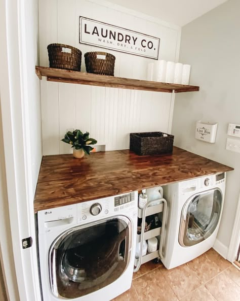 Table Over Washer And Dryer, Diy Laundry Folding Table, Laundry Folding Table, Laundry Folding Tables, Laundry Room Folding Table, Laundry Folding, Organized Laundry, Dream Laundry Room, Laundry Room Renovation