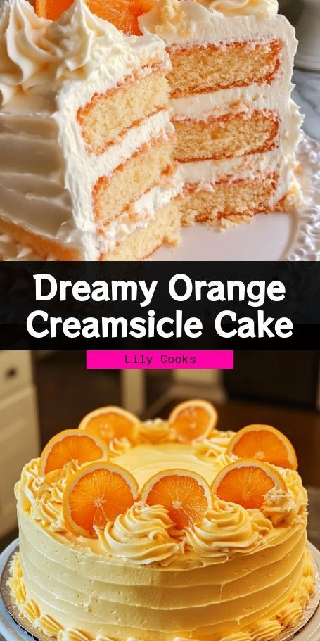 Dreamy Orange Creamsicle Cake Recipe – Refreshing Citrus Summer Delight Transport your taste buds to summer with this delicious Dreamy Orange Creamsicle Cake! Bursting with vibrant citrus flavor, creamy vanilla, and perfect for any occasion like birthdays or afternoon tea. Easy to make and visually stunning, this cake will impress and satisfy everyone with every bite! ..... Orange Creamsicle Cake Recipe, Orange Dreamsicle Cake Recipe, Dreamsicle Cake Recipe, Orange Dreamsicle Cake, Dreamsicle Cake, Sandcastle Cake, Orange Creamsicle Cake, Moist Orange Cake, Creamsicle Cake