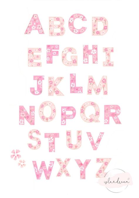 A B C Alphabet poster.  💫 In pretty pink florals to make your kids smile!  Bring their play room to life today! A B C Alphabet, C Alphabet, Homemade Baby Toys, Alphabet Prints, Abc Font, Alphabet Art Print, Scrapbook Letters, Album Journal, Kids Playroom Decor