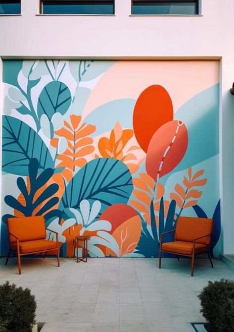 Exterior Murals, Mural Art Design, Wall Murals Diy, Interior Murals, Creative Wall Painting, Flower Mural, Wall Painting Decor, Wall Murals Painted, Murals Street Art