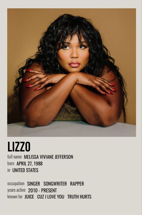 Lizzo Poster Vintage, Celebrity Polaroid Poster, Lizzo Wallpaper Aesthetic, Singer Polaroid Posters, Lizzo Aesthetic Wallpaper, Lizzo Aesthetics, Singers Posters, Celeb Posters, Lizzo Poster