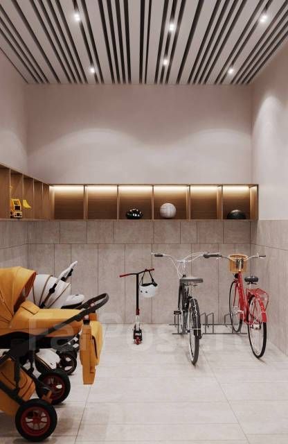 Bike Room Design, Bike Storage Room, Bicycle Room, Stroller Storage, Bike Room, Lobby Interior, Apartment Renovation, Bike Shed, Bike Parking