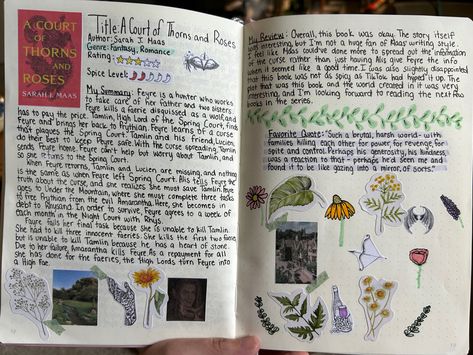 Book Journal Entry, Acotar Journal Page, Court Of Thorns And Roses Coloring Book, Book Review Bullet Journal, Tbr Bullet Journal Spread, Book Review Journal, Roses Book, Bullet Journal Ideas Templates, Book Log