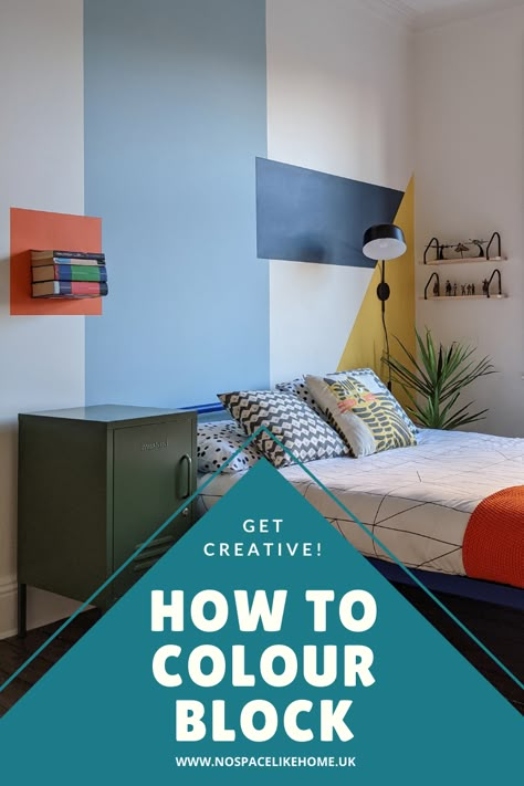 How to Colour Block Color Wall Painting Ideas, Wall Paint Patterns Bedroom, Bedroom Wall Color Combination Ideas, Painting Ideas For Bedroom Walls, Wall Color Combination Ideas, Ideas For Bedroom Walls, Painting Ideas For Bedroom, Wall Colors Bedroom, Wall Painting Ideas Bedroom