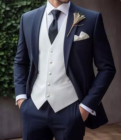 Three Piece Royal Blue Color Suit | eBay Black And Blue Suit Wedding, Navy Blue And White Suit Men, Dark Navy Suit Wedding Color Combos, Navy Blue Tuxedo Wedding Groom Style, Black Suit With Blue Accents, Wedding Navy Blue Suit, Groom Navy Suit Wedding, Mens Navy Blue Suit Wedding, Wedding Party Wear For Men