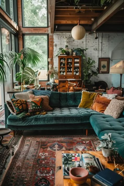 World Traveler Interior Design, Classy Eclectic Decor, Colorful Reading Nook, Midcentury Modern Maximalism, Eclectic Mid Century Modern Bedroom, Office Room Layout, Bold Living Room Colors, Moon Architecture, Morocco Interior Design