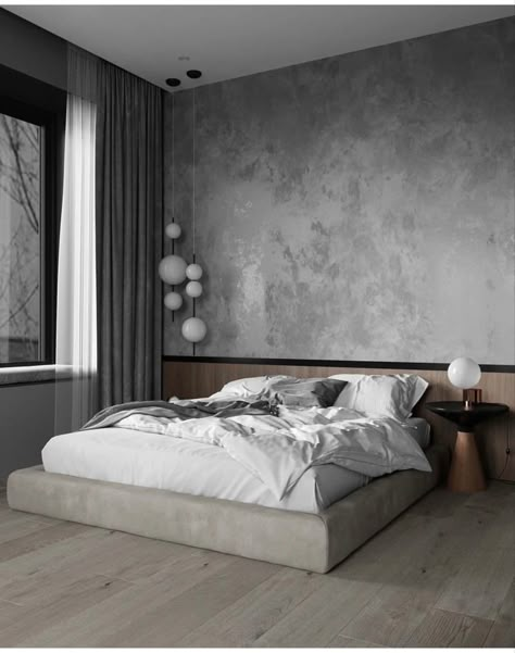 Minimalist Dekor, Interior Design Minimalist, Concrete Walls, Gray Bedroom, Abstract Wall Decor, Bedroom Loft, Interior Modern, Minimalist Home Decor, Minimalist Interior