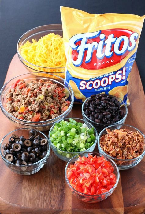 Trashcan Frito Nachos | Epic Frito Nachos | Mantitlement Fritos Nachos, Frito Nachos, Mexican Ideas, Mexican Nachos, Chicken Enchilada Soup Recipes, How To Make Nachos, Snack Hacks, Chicken Enchilada Soup, Party Food Platters