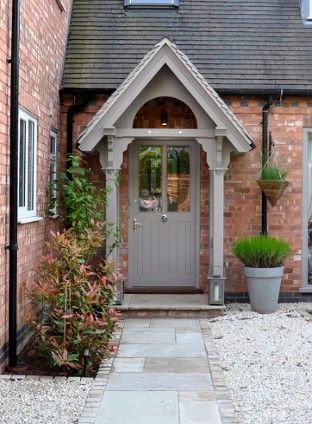 English Porch, Front Door Overhang, Porch Extension, Devon House, Door Overhang, Porch Entrance, Victorian Front Doors, Cottage Front Doors, Porch Canopy