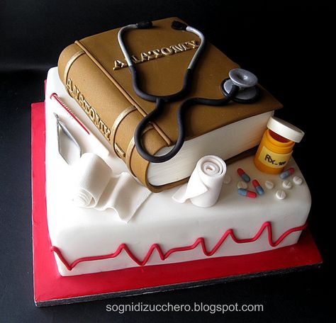 Nurse Cake by Sogni di Zucchero, via Flickr Medical Cake, Nurse Cake, Torte Creative, Doctor Cake, Nursing Cake, Book Cakes, Book Cake, Torte Cupcake, Specialty Cakes