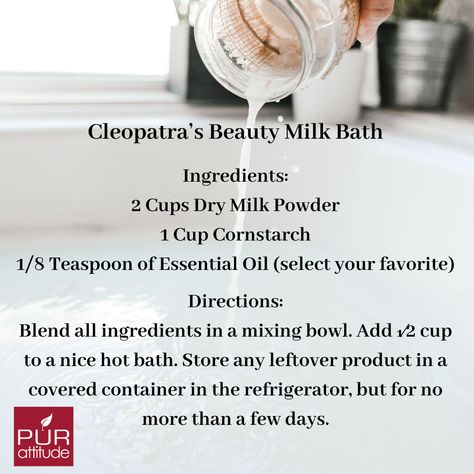 Cleopatra Bath Recipe, Cleopatra Bath, Diy Cleopatra, Cleopatra Beauty, Witchy Items, Bath Recipes, Milk Bath, Skin Skincare, Oil Blends