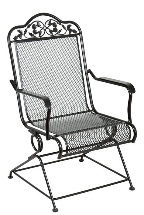 Coil Spring Rocking Chair - Perfect for your garden, patio or conservatory #Unbranded Vintage Outdoor Furniture, Iron Patio Furniture, Wrought Iron Chairs, Swivel Rocker Recliner Chair, Wrought Iron Patio Chairs, Metal Patio Furniture, Garden Benches, Small Accent Chairs, Lawn Furniture