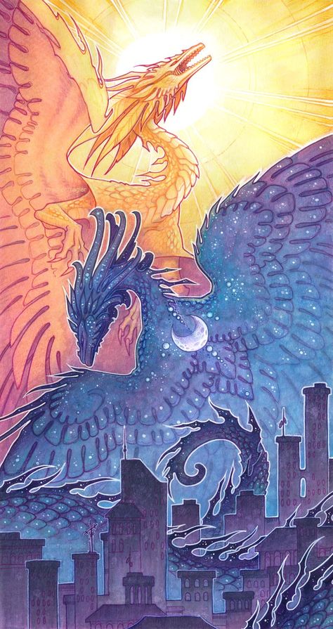 Traditional Media, Art Traditional, Mythical Animal, Dawn And Dusk, Creature Drawings, Fantasy Creatures Art, Dragon Artwork, Mythical Creatures Art, Dragon Drawing