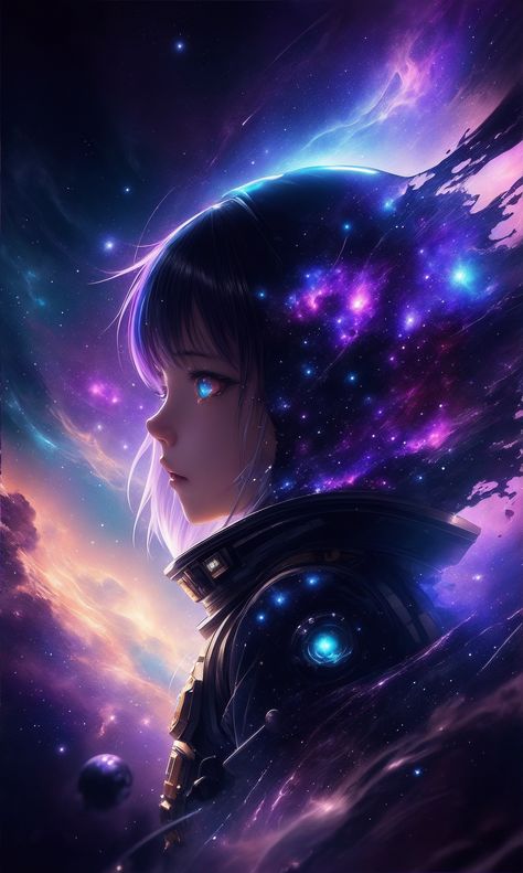 Space Girl Art, Game Background Art, Cosmos Art, Space Nebula, Gamers Anime, Art Beat, Girl In Water, Anime Galaxy, Space Girl