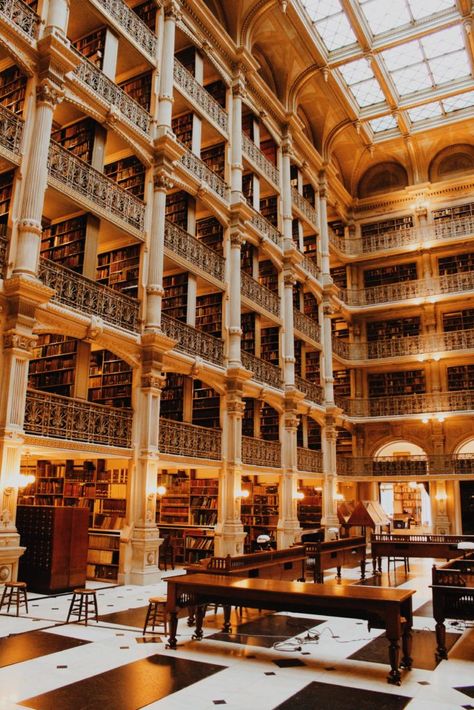 Most Beautiful Libraries, George Peabody Library, Peabody Library, Beautiful Libraries, St Florian, America Images, Old Libraries, Beautiful Library, Travel Architecture