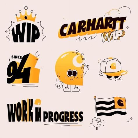 Mat Voyce on Instagram: "What if I worked with @carharttwip?? 🤜🏼💥🤛🏼 After the buzz of my last set of WIIWW pieces (Nike, Netflix + Star Wars) I decided to branch out to another brand I wear on a daily basis, Carhartt WIP. I spent a whole lot of time working out what it would look like if I ever got to work or collaborate with them and after plenty of trial and error, numerous mascot designs and tonnes of lockups, I landed on this! Think of it as more of a capsule collection for kids, as after I started to characterise the golden C logo the set started to populate in a more youthful feeling way! Anyway I am back in the swing of personal projects now so enjoy :) Fonts in use Oregano BT - @bastardatype Hoss - @markcaneso #typography #typedesign #motion #motiongraphics #animation #2 Carhartt Design, Mascot Logo Design, Carhartt Logo, Logo Sketches, Text Logo Design, Metal Stairs, My Last, Brand Me, Text Logo